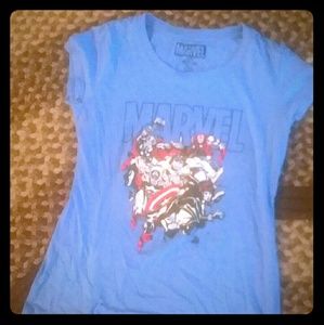 A blue marvel shirt